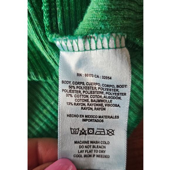 t.la Anthropologie Short Sleeve Ribbed T Shirt. Ruffled Trim, Holly, Sz S NEW - Picture 5 of 6